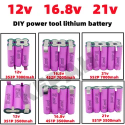 3S1P 3S2P 4S1P 4S2P 5S2P 18650 3500mAh/7000mAh elektryczne paznokci wiertła 12.6V 16.8V 21V akumulator litowy wielokrotnego ładowania elektryczny śrubokręt