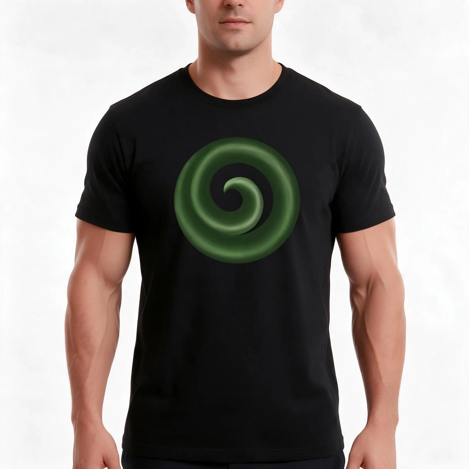 Greenstone circle koru T-Shirt, Summer Casual Cotton Tee, Oversized Streetwear Tops, Vintage Graphic Print, Unisex Men Women