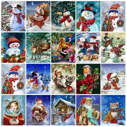 5D DIY Diamond Painting Santa Full Round Diamond Mosaic Animal Embroidery Cross Stitch Rhinestone Art Christmas Home Decor Gift