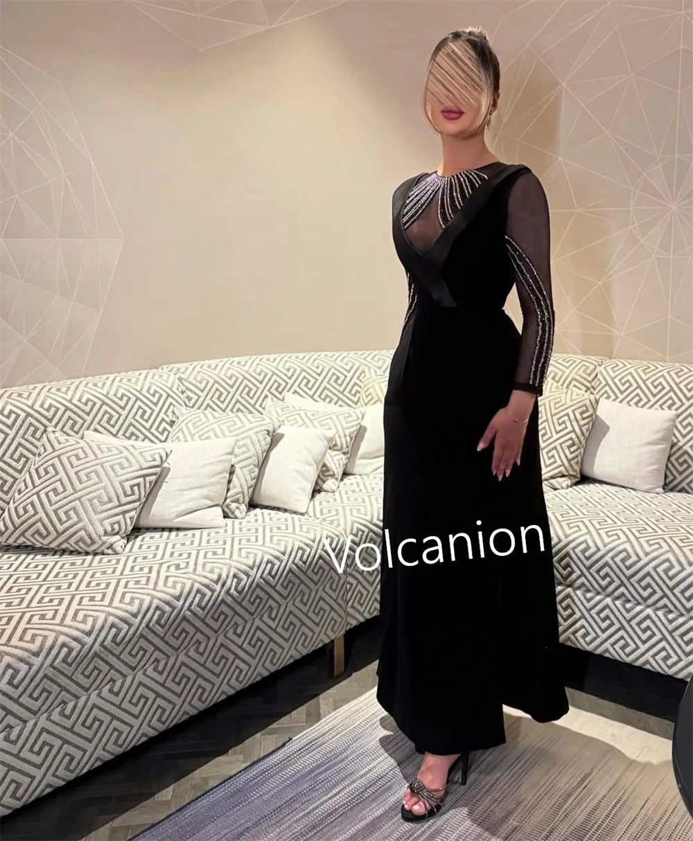 Платья миди из джерси с блестками и круглым вырезом по индивидуальному заказу, классические вечерние классические формальные размеры на заказ