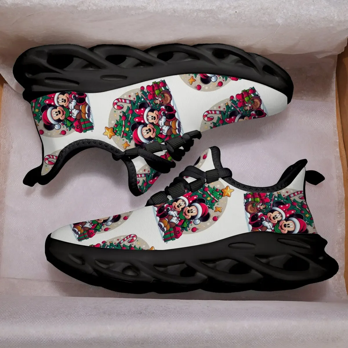

Повседневные детские кроссовки с Микки Маусом и рождественским принтом, легкие модные кроссовки для бега, детская прогулочная теннисная школьная обувь
