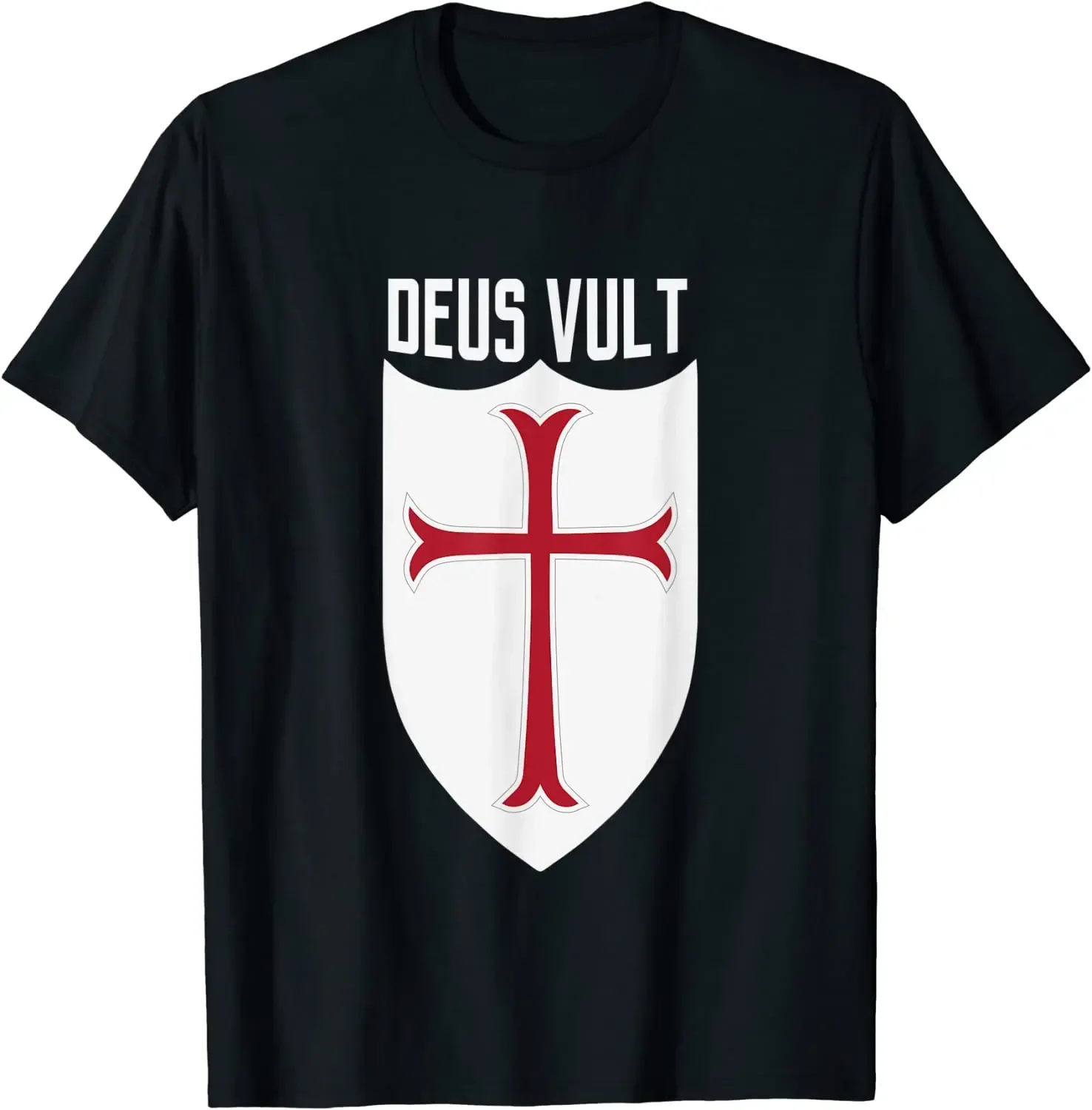 Deus vault God Wills It Crusader Meme Printed T-shirt Everyday loose funny comfy unisex short-sleeved casual Crusader top