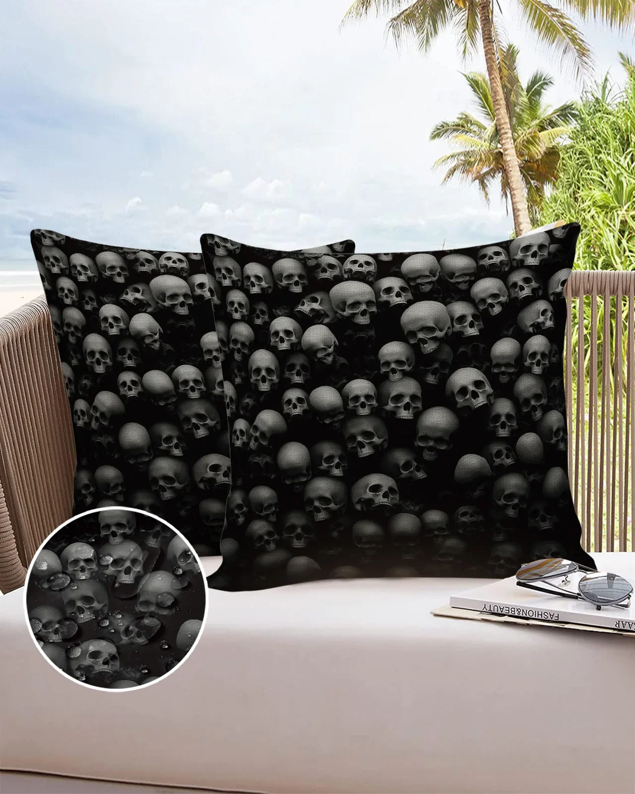 

2PC Pillowcase Skull Wall Skull Horror Sofa Cushion Cover Bed Pillow Cover Home Decorative Waterproof Pillow Cases