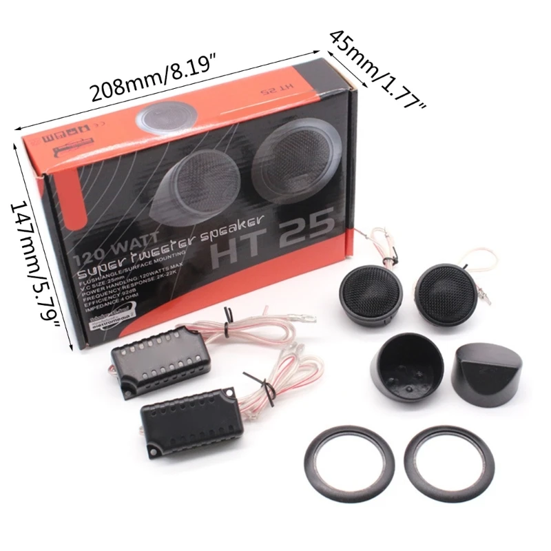 Car Tweeter, Pair of 12V 120W Car Power Loud Speaker Dome Speaker Tweeter Loudspeaker Horn for Car