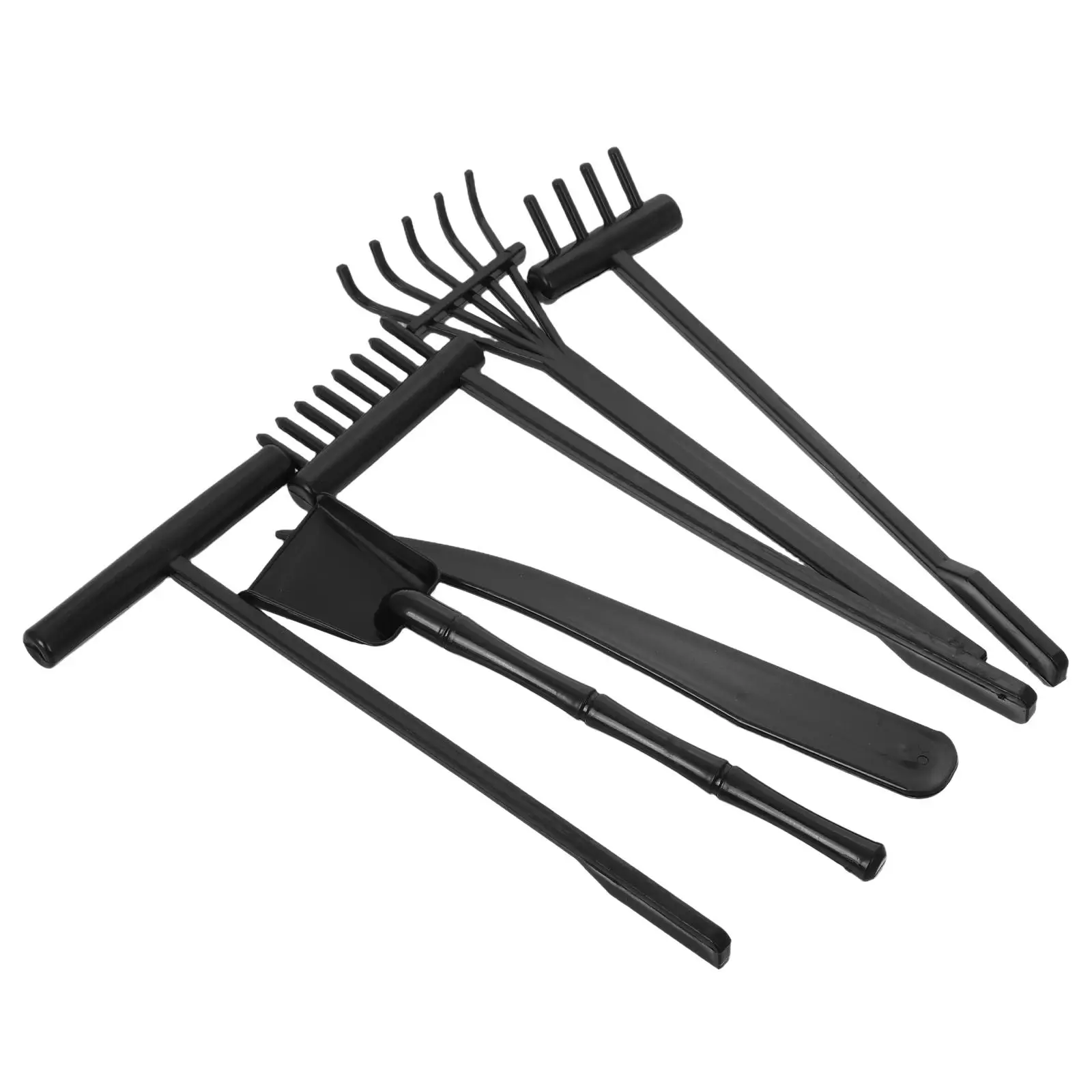 6pcs 선 도구 갈퀴 세트 미니 정원 도구 플라스틱 데스크탑 갈퀴 재료 장식 찻집 방 책장 선물