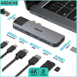 Estação de ancoragem USB C MOKiN 8 em 2 4K 60HZ - HDMI, USB3.0 5Gbps, PD 100W, SD/TF, TB3, RJ45 1000Mbps para MacBook Pro/Air M1 M2