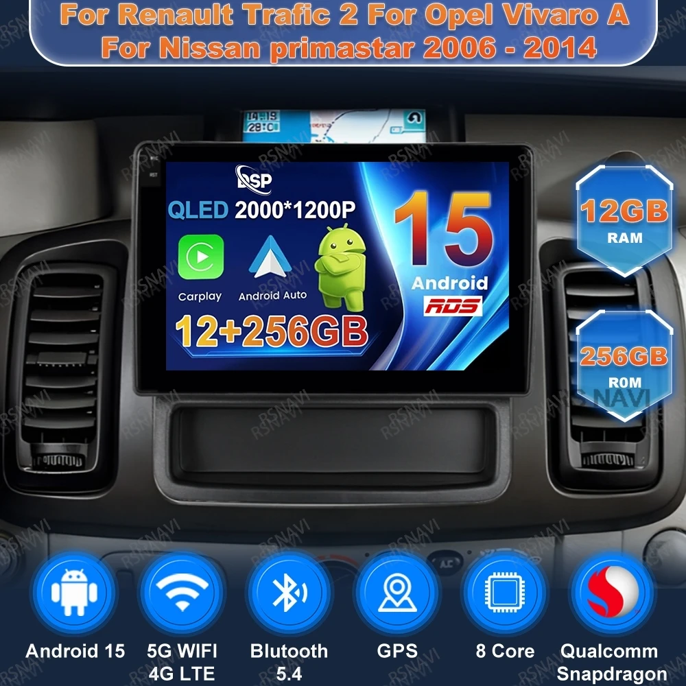 Android 15 Car Radio For Renault Trafic 2 For Opel Vivaro A For Nissan Primastar 2006 - 2014 Qualcomm DVD Autoradio Head Unit BT