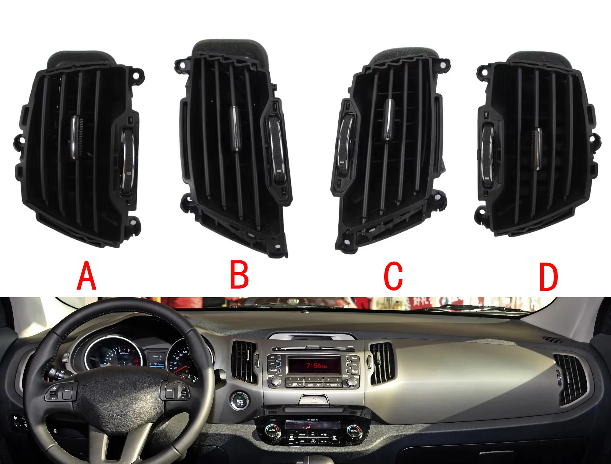 AH713 For Kia sportage R 2011-2016 94720 4T00 97410 4T000 97490 4T000 97480 4T000  A/C Air Conditioning Vents Air nozzle baffle