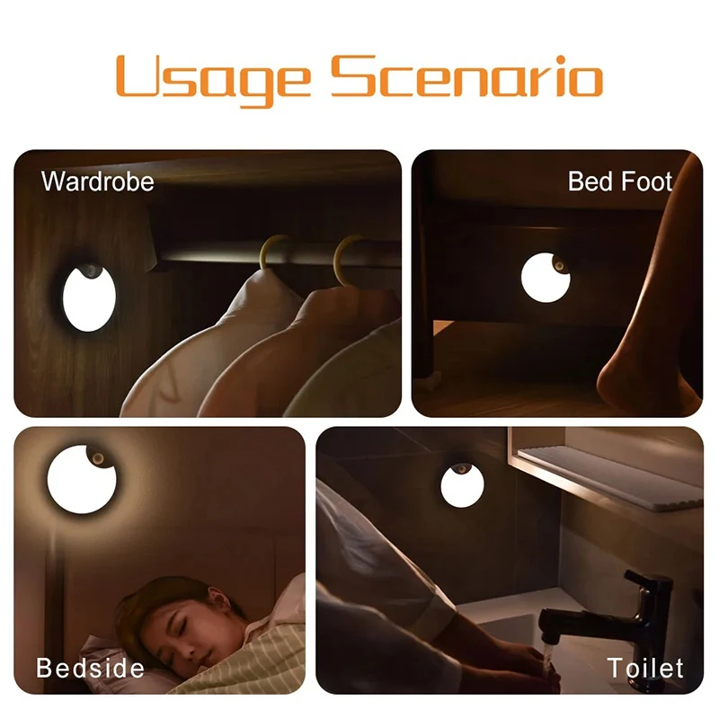 1 pz sensore di movimento luce dimmerabile luci notturne Wireless illuminazione a LED decorazione della stanza lampada lunare a pagamento per le scale dell'armadio della camera da letto