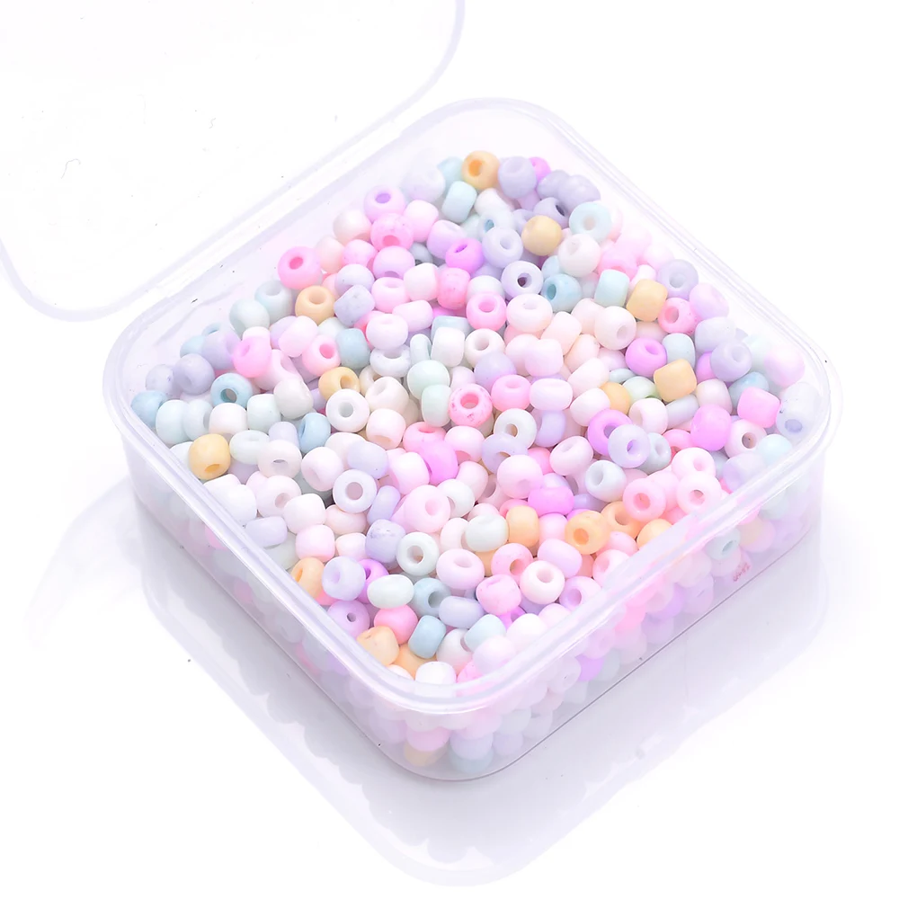 1000 unids/caja 3mm cuentas de semilla de vidrio de Color caramelo Mini cuentas de neón de Pony para hacer joyería pulsera collar pendiente artesanía Diy