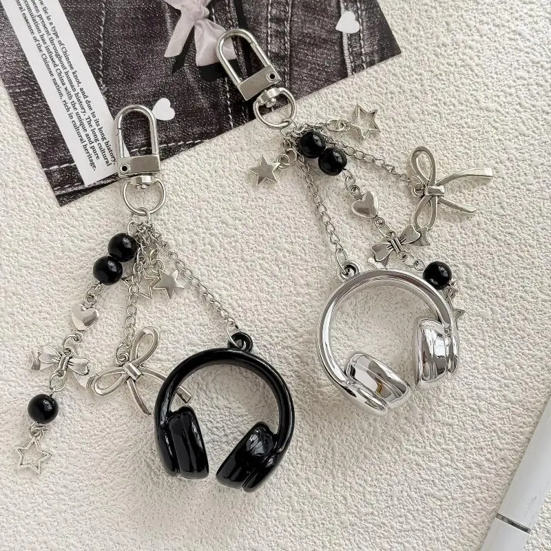 [YY999] Ciondolo Creativo 3D A Forma Di Auricolare Con Perline, Portachiavi, Catena Per Cellulare, Charm Per Auricolari, Decorazione Per Zaino, Accessori