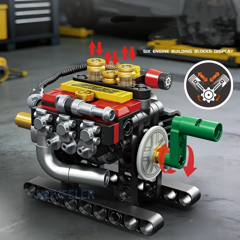 2/3/4/6/8 Cylinder Turbo Engine Building Blocks Set Educational Toy Mini Engine Bricks Gift for Children Kids Kit