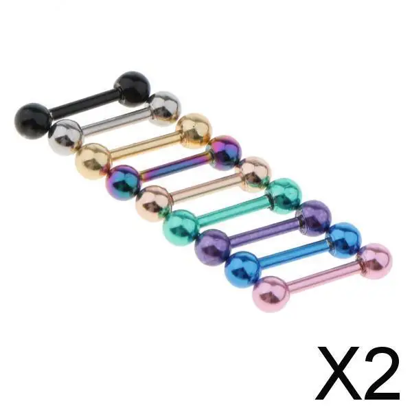 2x9 Pieces Stainless Steel Barbell Tongue Lip Stud 16g 3mm Ball