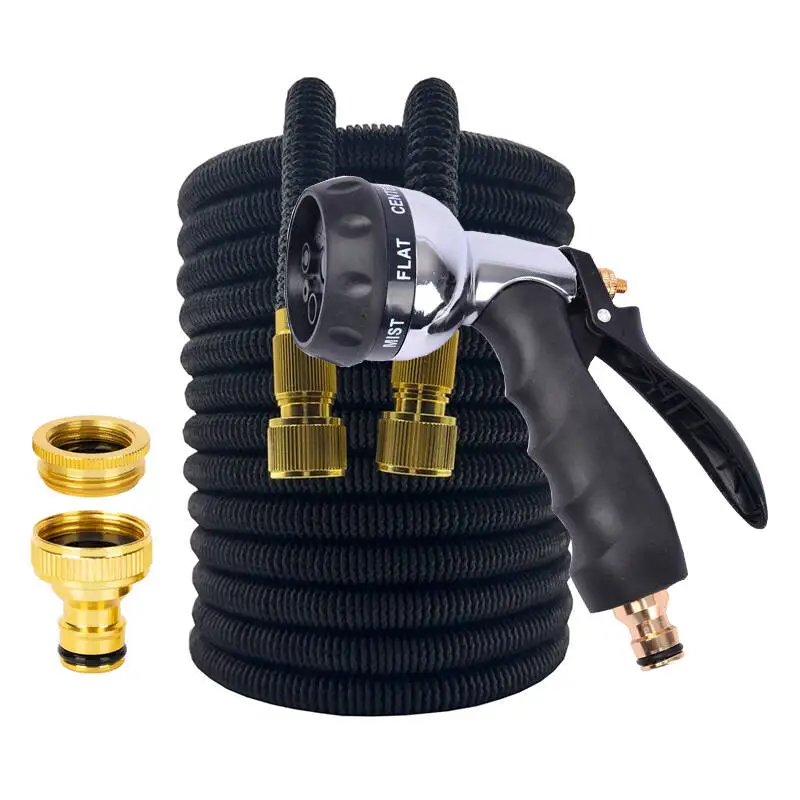 

Gardening Irrigation Tools Expandable Magic Hose Flexible Black Garden Hose High-Pressure Car Wash Clean Nozzle 25FT-100FT