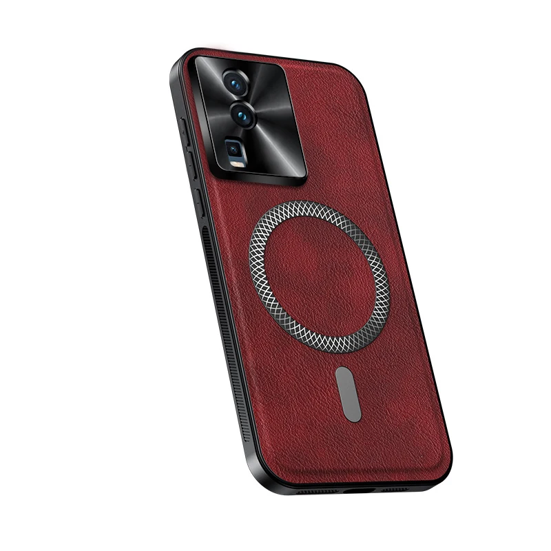 

For Vivo iQOO NEO 7 Case Magnetic Elegant Leather Wear-Resistant Lens Fully Covered Non-Slip Grip Edge Cover Shell