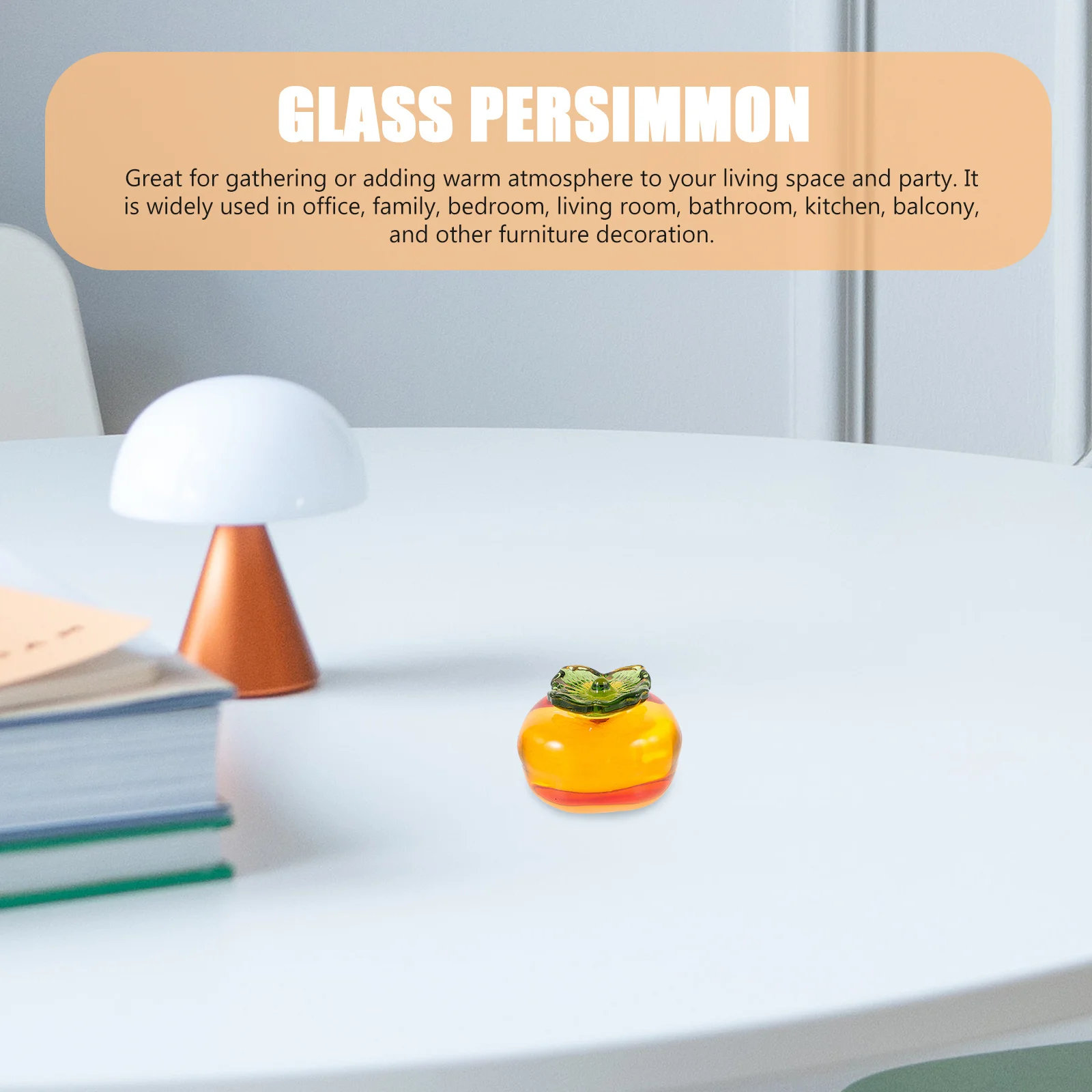 

Bright Persimmon Tabletop Ornament Desktop Decor Glass Craft Home Decoration for Living Room Office Bedroom Scenery