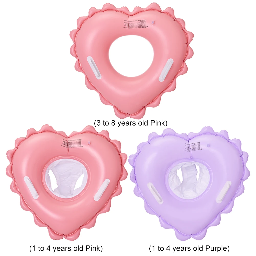 Heart Shape Baby Swim Ring Tube with Handle & Safety Seat Baby Swimming Float Leakproof Pool Floats Toys for Kids Toddles