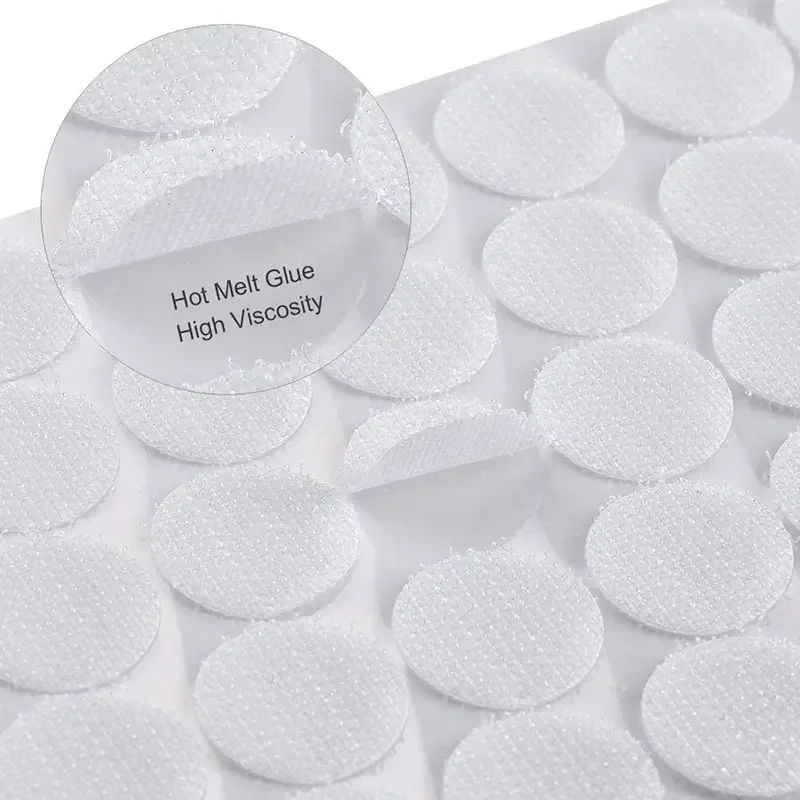 100Pairs Dot Fastener Hook Loop Tape Strong Self Adhesive Nylon Magic Sticker Black White Interlocking DIY Accessories 10-30mm