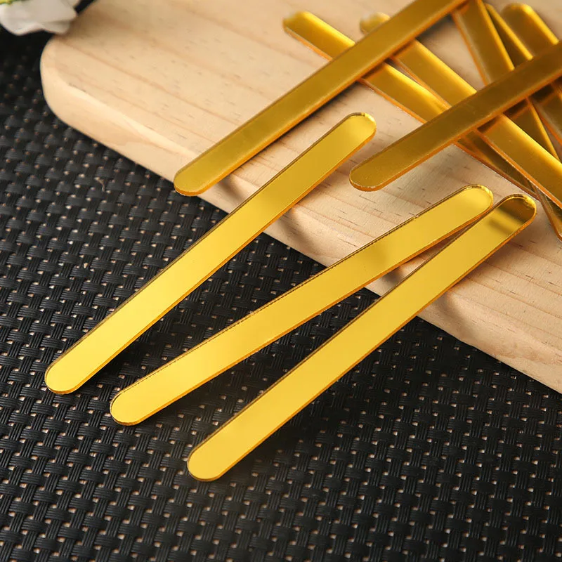 10Pcs Acrylic Mirror Ice Cream Sticks Cake Popsicle Stick Mould Kids DIY Crafts Popsicle Stick Kitchen Tools Accessories