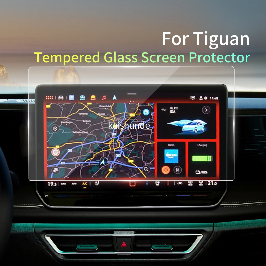 

Car Stickers Meters Protector For 2024 public Tiguan Tempered Glass Protective Film Display Navigation Vehicle Accessories