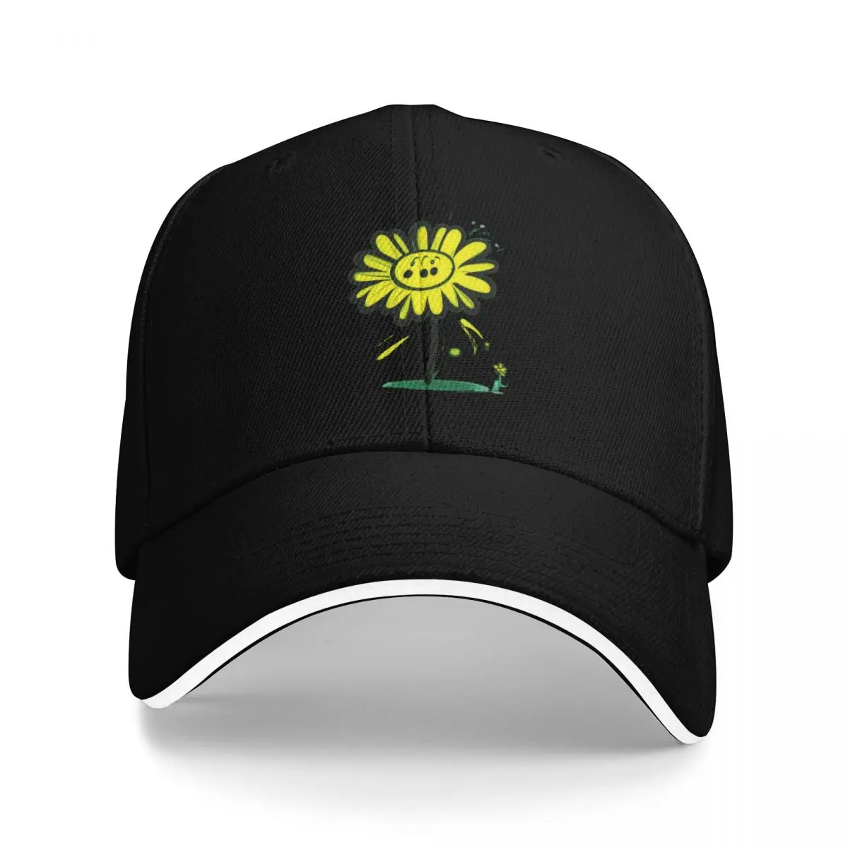 

Pastel Single Flower in Bright Yellow & green Sketch Pattern Design Baseball Cap summer hat Hood Horse Hat Designer Man Women's