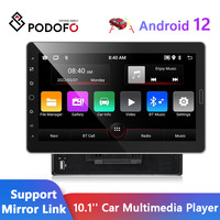 Podofo Android 12 1Din Car Radio 10.1 Inch Multimedia Video Player RDS Mirror Link GPS Navigation WIFI Bluetooth DVD Autoaudio