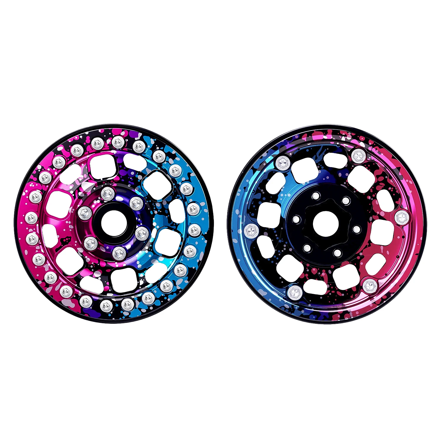 TCRC 4PCS Splash Anodizing Aluminum 1.9 Inch High Mass RC Beadlock Wheel Hubs