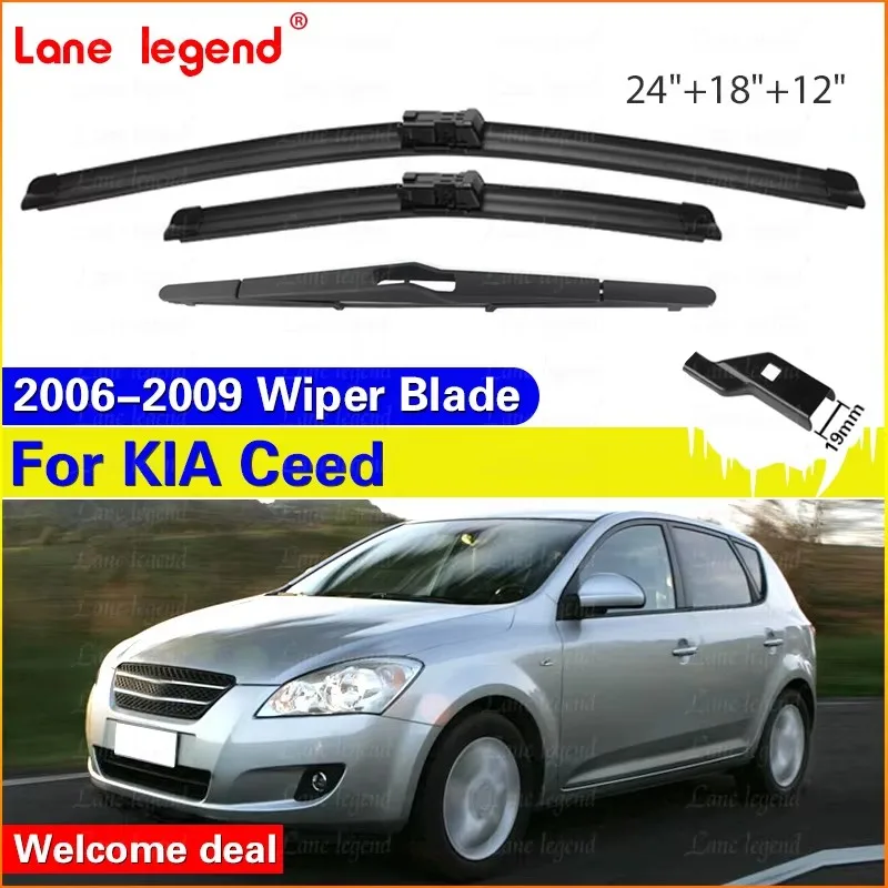 

24"+18"+12" Windshield Windscreen Wiper Blades For Kia Ceed 2006 2007 2008 2009 Front Rear Window Rain Brushes Car Accessories