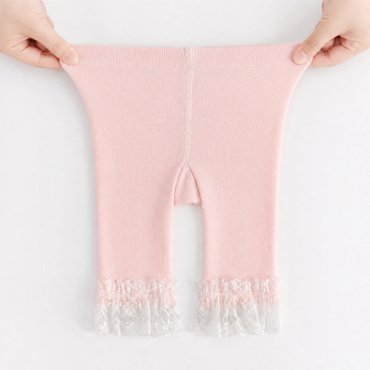 3 Stück weiße Kinderstrumpfhosen für Kleinkinder, einfarbige Shorts mit Spitzensaum, weiche Sommerleggings für Alltagsoutfits, Kinderstrumpfhosen – Detail 4