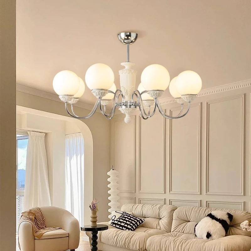 الفرنسية الرعوية الأبيض/الأخضر الحديد الفن الراتنج الثريات LED E27 كرة زجاجية قلادة ضوء غرفة المعيشة غرفة نوم مطعم فندق بار