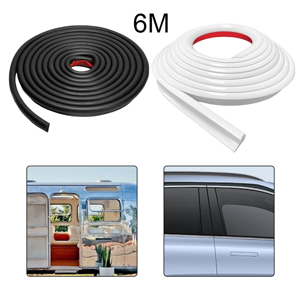 

6M RV Rain Gutter 1/2" Height Drip Rail PVC Rain Strip Roof J Shape Rain Gutter Caravans Roof Water Channel Accessories ﻿