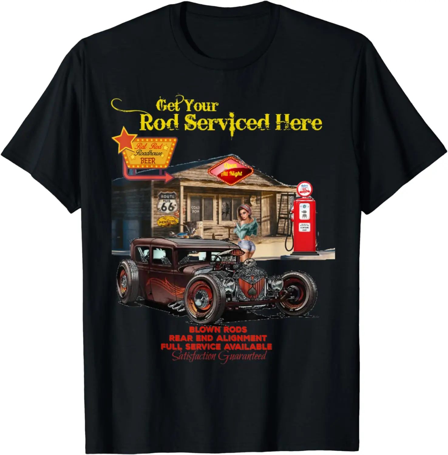 

Vintage Rat Rod Pin-up Girl T-Shirt 100% Cotton O-Neck Summer Short Sleeve Casual Mens T-shirt Size S-3XL