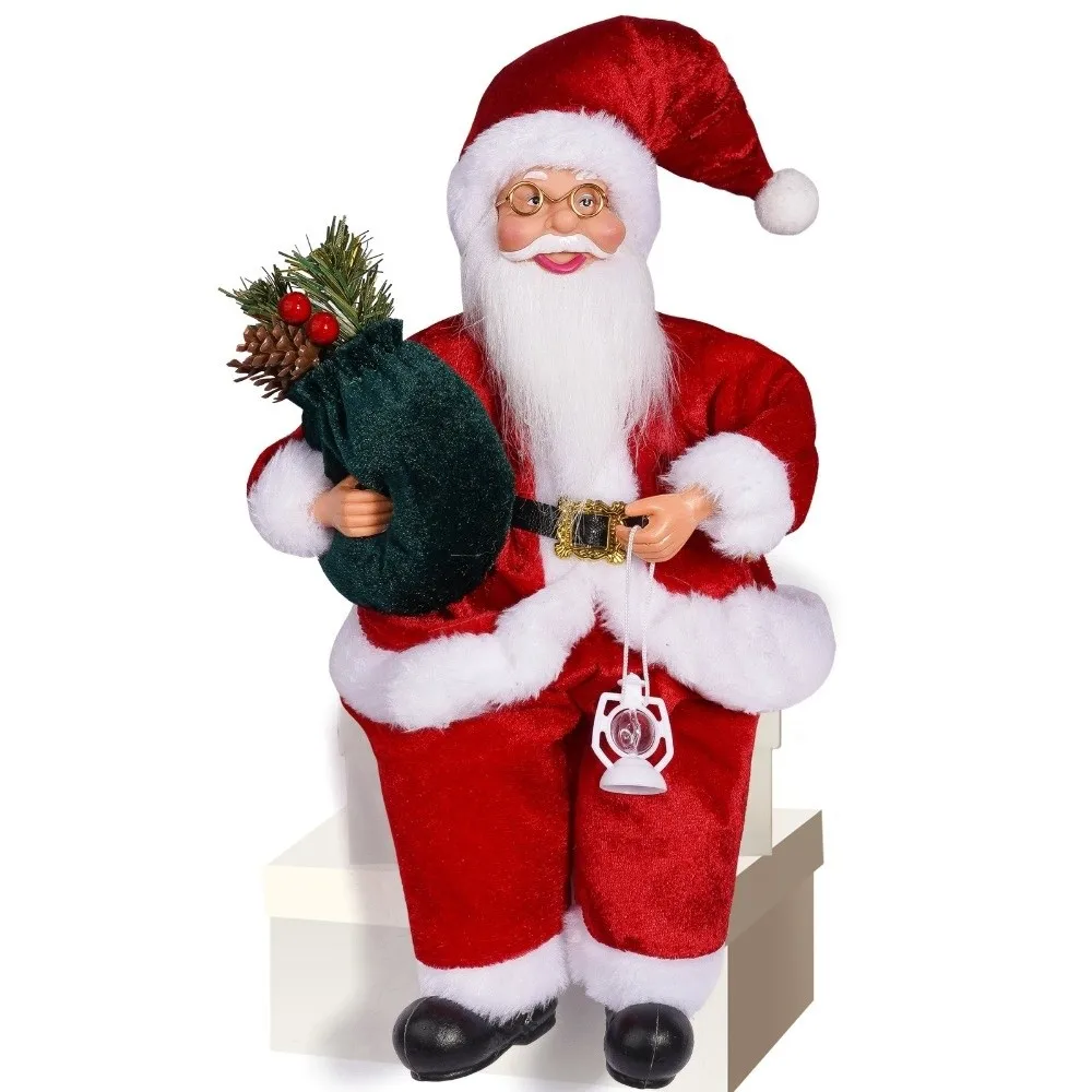 Home Decoration Santa Claus Decorations 12 Inches Cute Xmas Tree Ornament Sitting Santa Claus Christmas Supplies