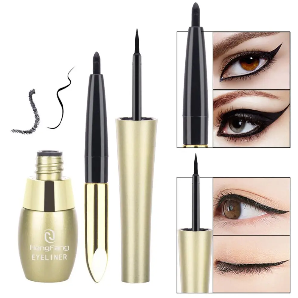 Golden Waterproof Double Ended Black Long Lasting 2 In 1 Eyeliner Liquid Eyeliner Pencil Beauty Tool Eye Makeup