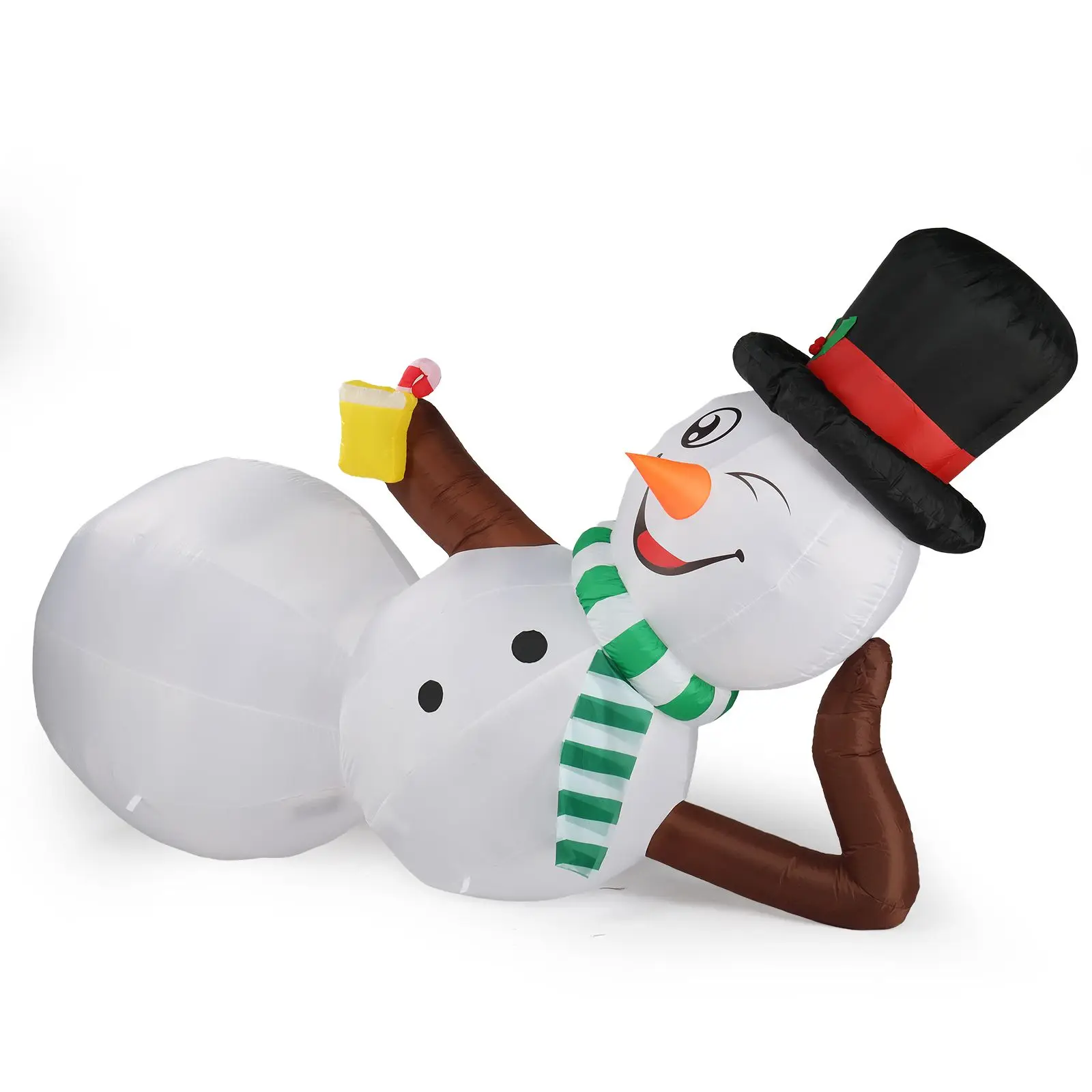 9.8 FT Lighted Christmas Inflatable Decoration, Large Lying Snowman, Funny Blow Up Yard with Built-in LED for Holiday Party