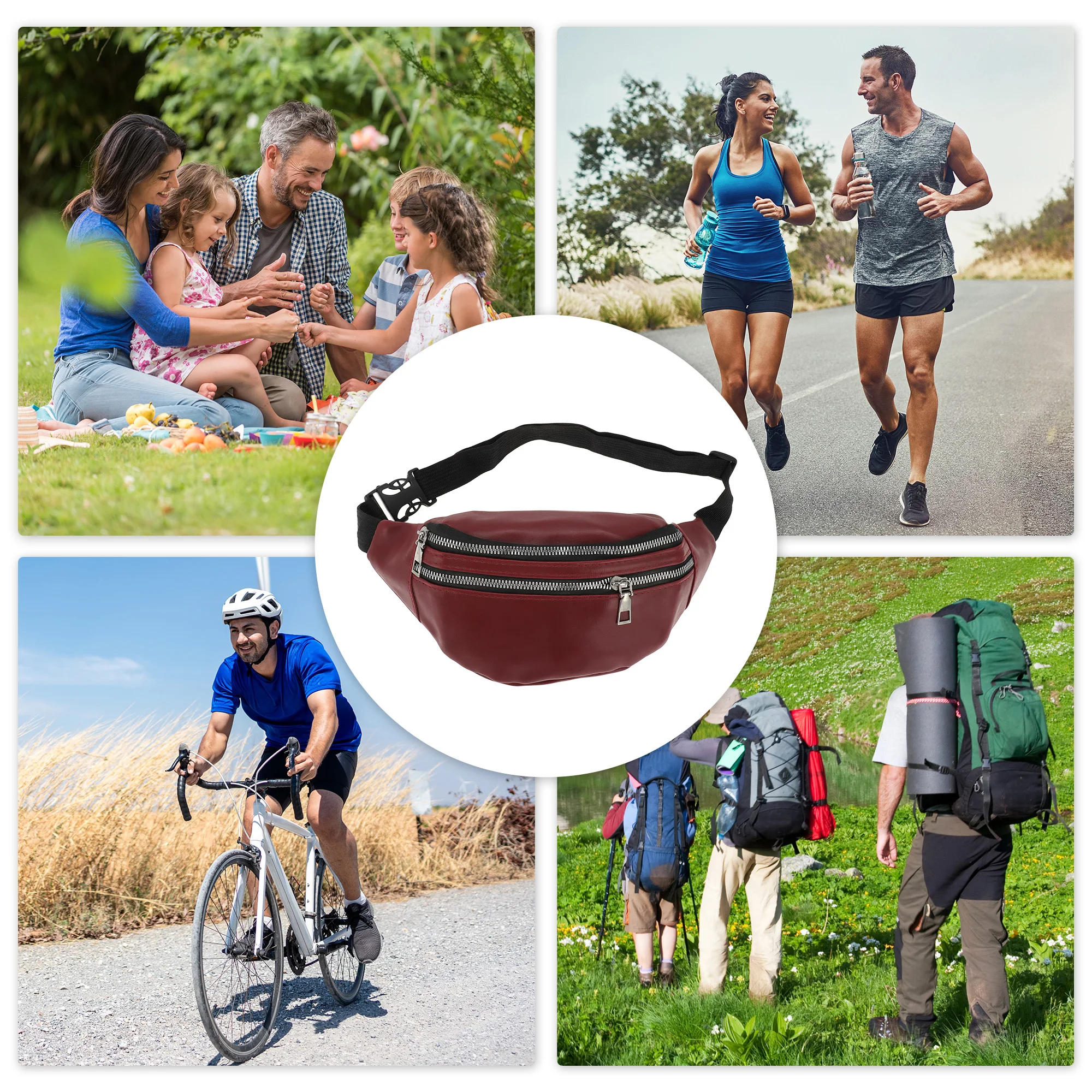 X Autohaux حقيبة خصر رياضية أنيقة مصنوعة من الجلد باللون الأحمر قطعة واحدة #6