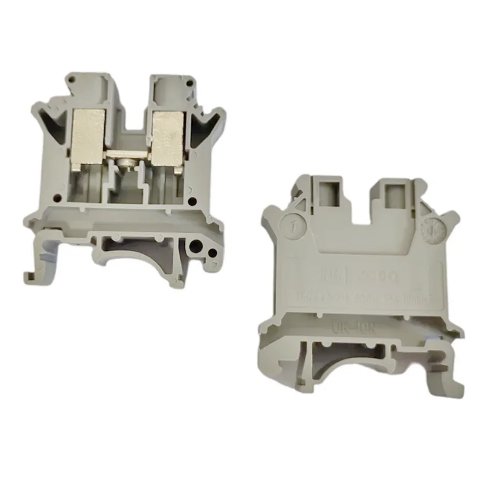 5 Pcs UK-10N DIN Rail Terminal Blocks, 10mm² Screw Clamp Connectors, Universal Feed-Through Wiring Terminals