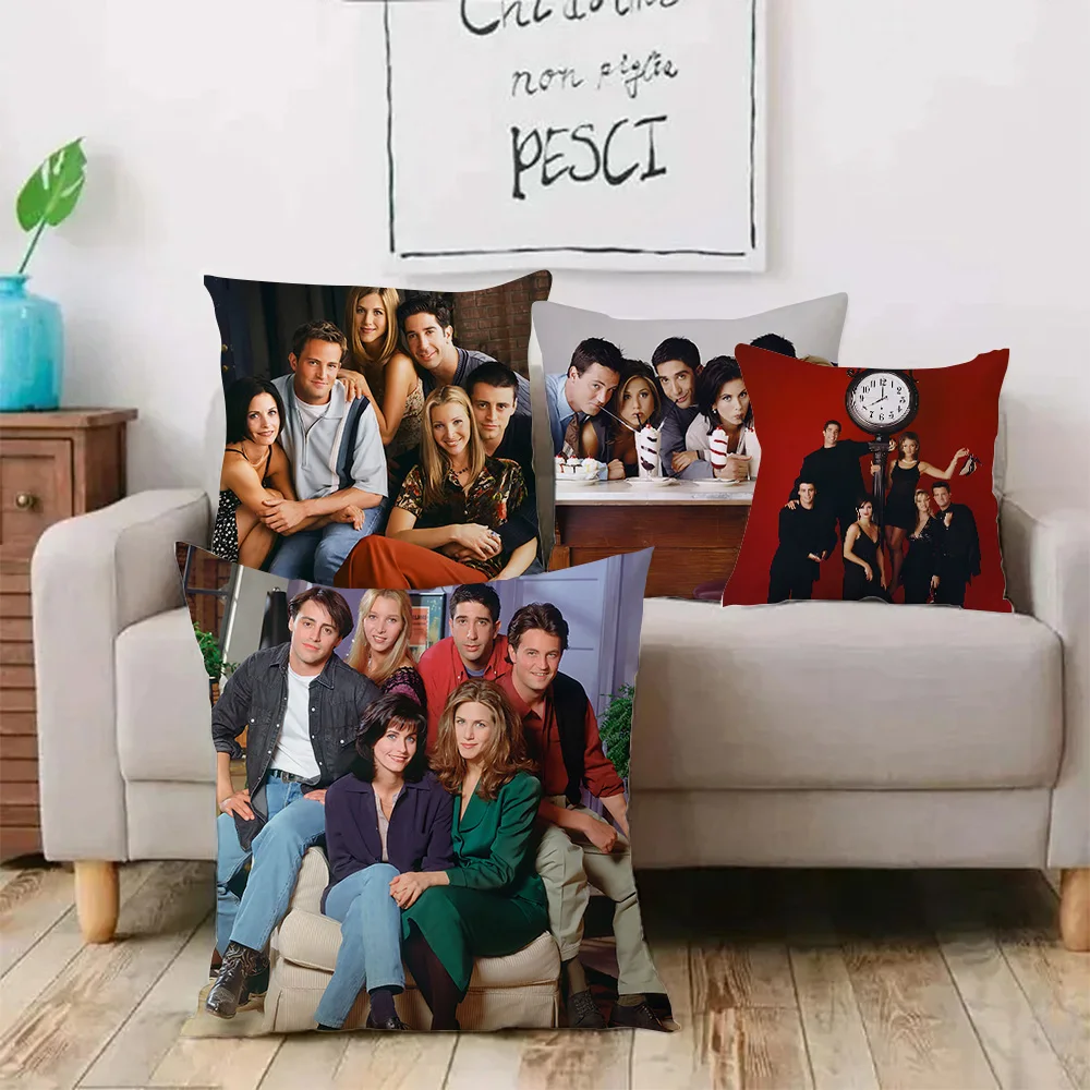 TV Series F-Friends Pillow Covers Cartoon Sofa Decorative Home Double-sided Printing Short Plush Cute Cushion Cover