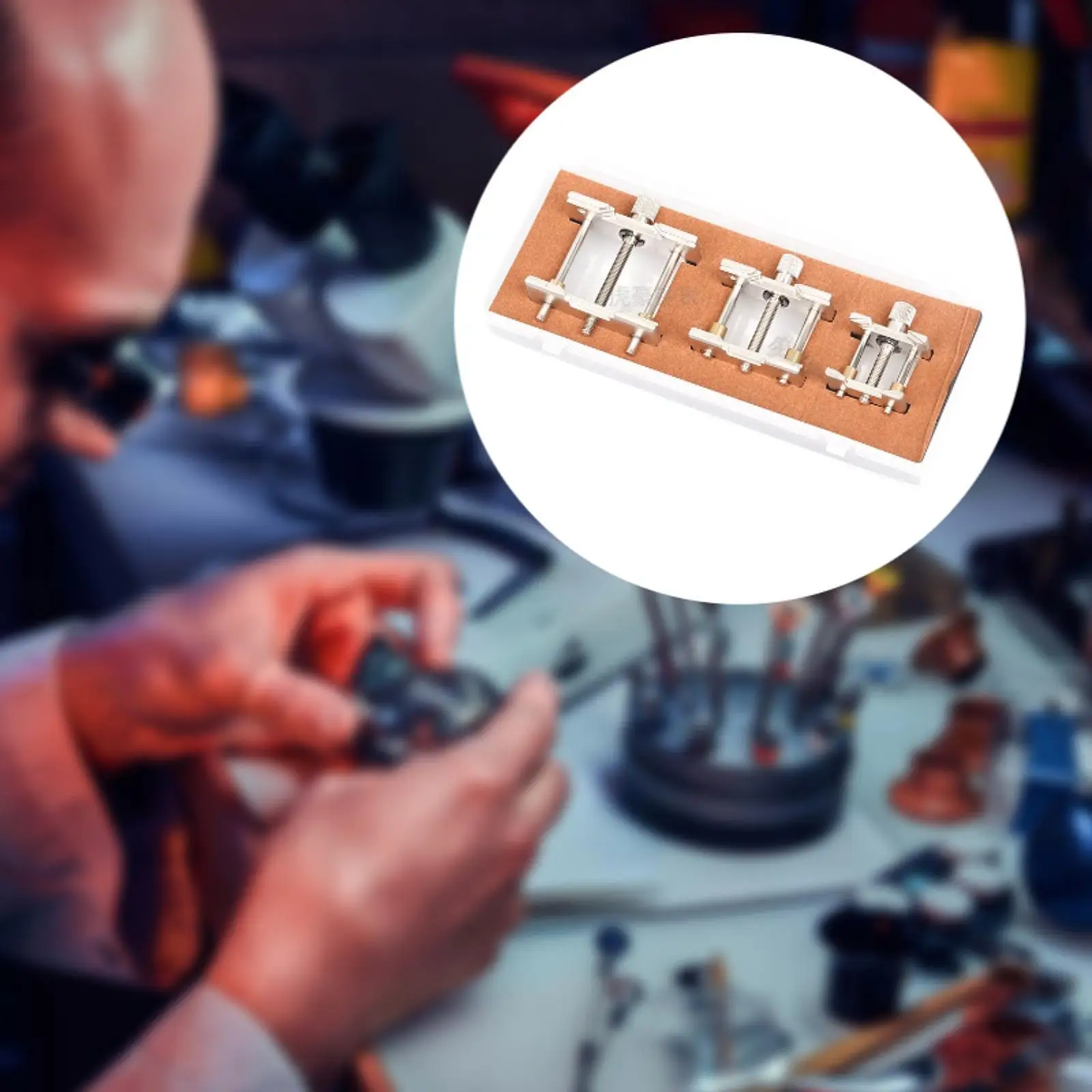 

3 шт., держатели механизма для часов, фиксирующая основа, металлическая основа для домашнего использования, регулируемый корпус наручных часов, тиски, инструмент для часовщика