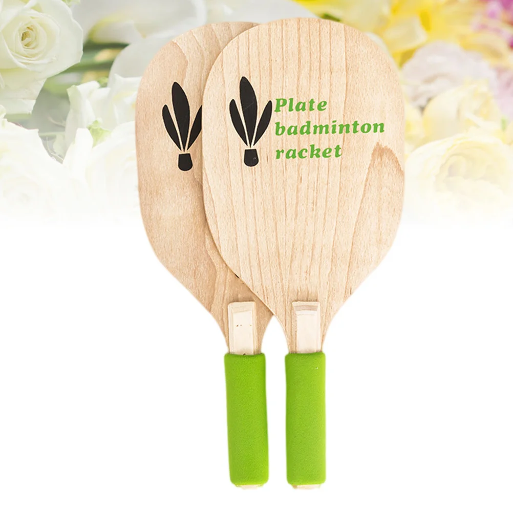 

2Pcs Wooden Badminton Racket Set Premium Light Weight Beach Ball Paddle for Outdoor Fun in Park Backyard Vacation