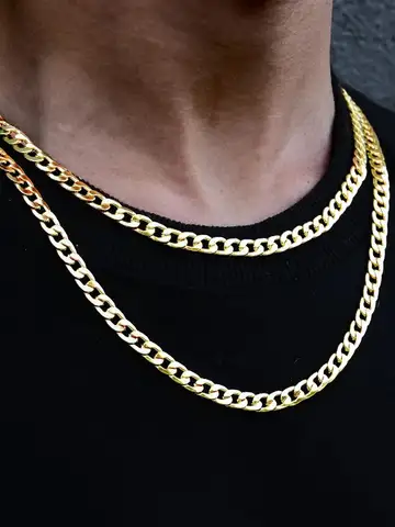 High Quality Classic Cuban Link Chain Smooth Necklace Fashion Jewelry Gift Party Men and Women Suitable For All Occasions