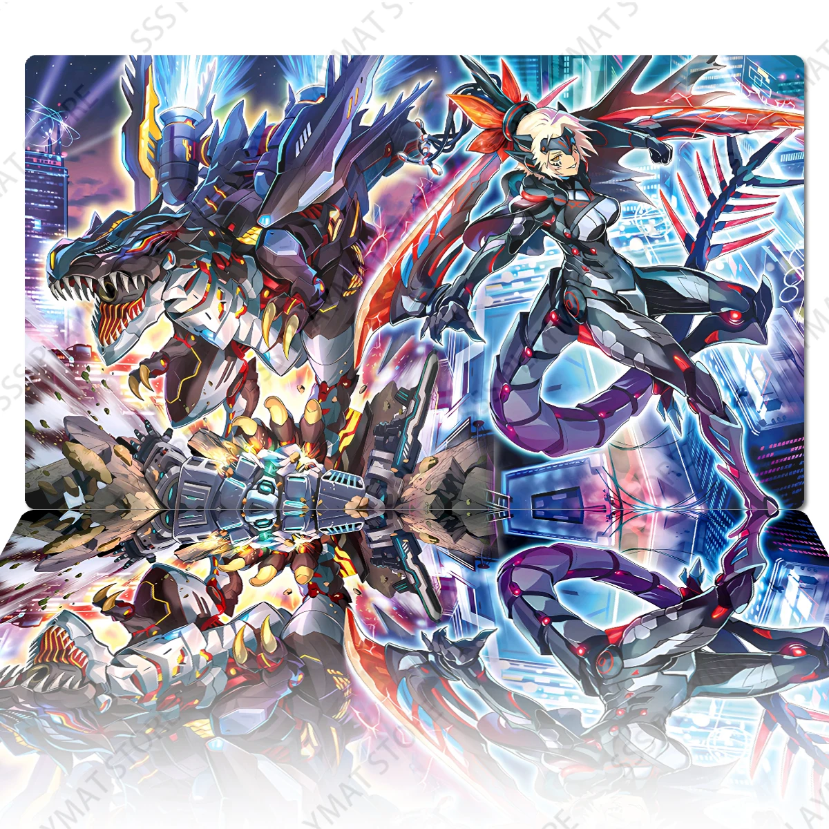 YuGiOh Play Mat Dinomorphia Rexterm Dinomorphia Kentregina TCG CCG Board Game Trading Card Game Mat Rubber Mouse Pad & Free Bag