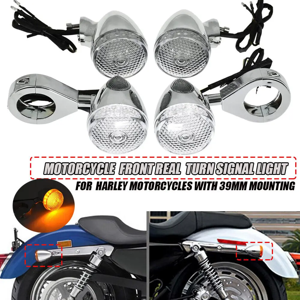 4PCS Set Motorcycle Turn Signal Fog Light 39mm Relocation Fork Clamp For Harley Dyna Sportster Softai 883 XL Fat Boy