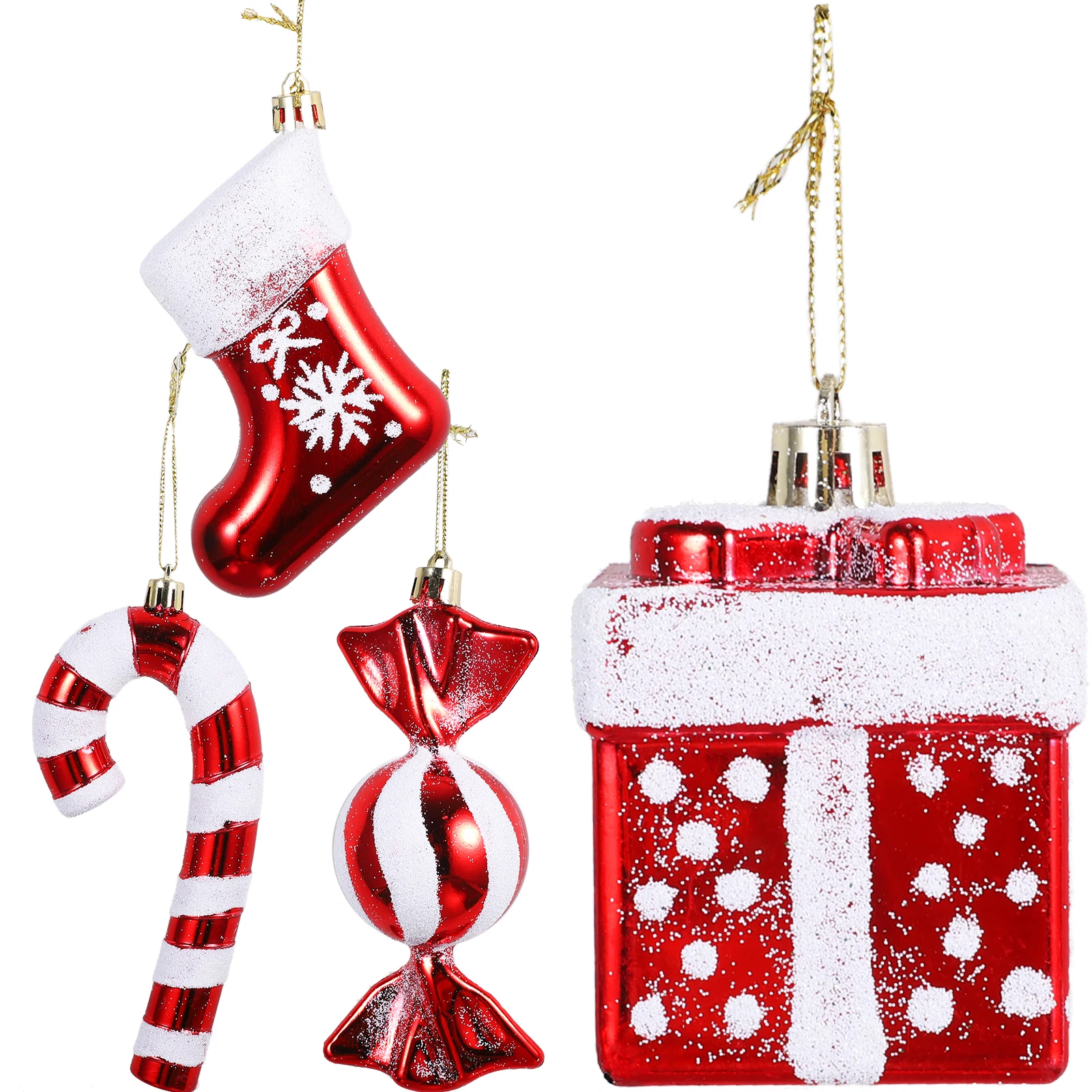 

4pcs Christmas Tree Hanging Ornaments Plastic Candy Cane Decorations Holiday Party Xmas Tree Pendant New Year