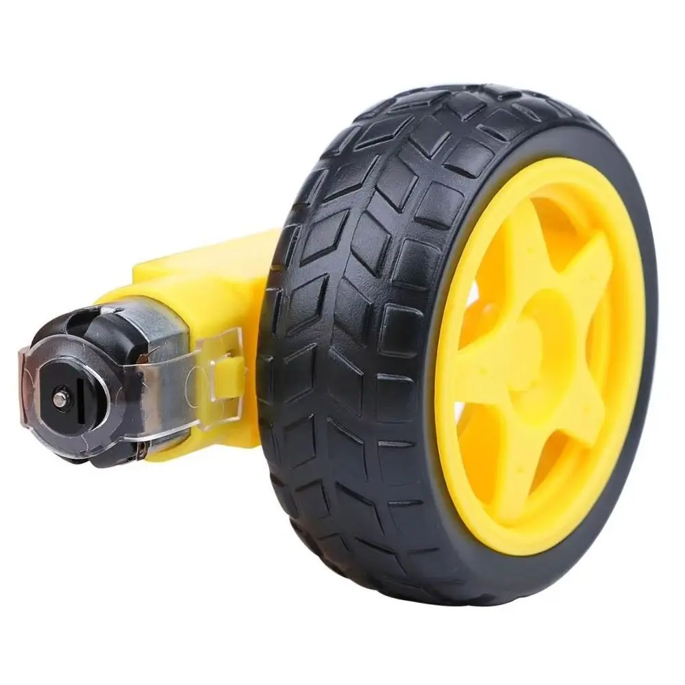 High Grade Gears 3-6V DC Electric Motor Magnetic Yellow TT Motor Tire Wheel Plastic 1:48 Dual Shaft Gear Motor DIY