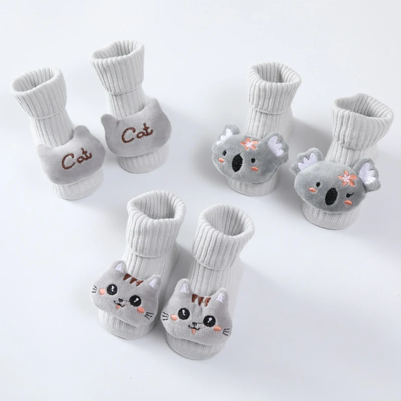 Cotton Baby Socks Solid Cartoon Animals Newborn Warm Sock for Girl Boy Non-skid Toddler Floor Sock Soft Toddler Socks 0-12M