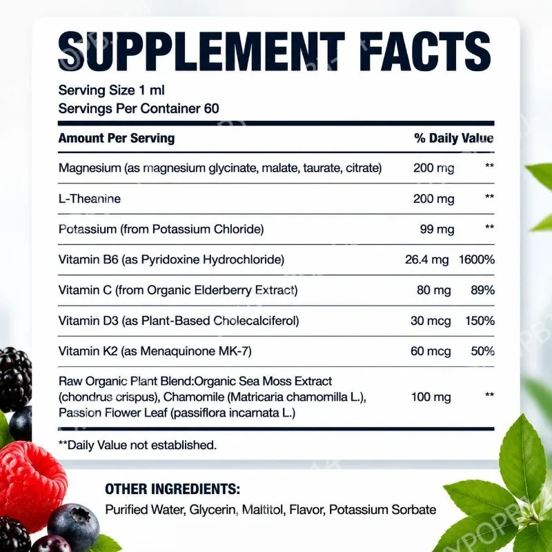 Docteat Magnesium Liquid Drops with Potassium and Vitamin B6 To Help Maintain Muscle Comfort, Daily Mineral Balance, 60 ML