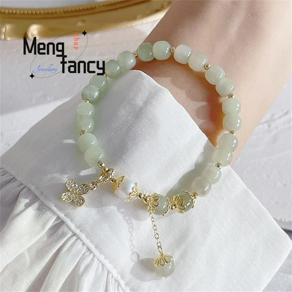 Natural Hetian Yuqing white jade bracelet light luxury sweet sunny water lake water green female Valentine's Day friends gift