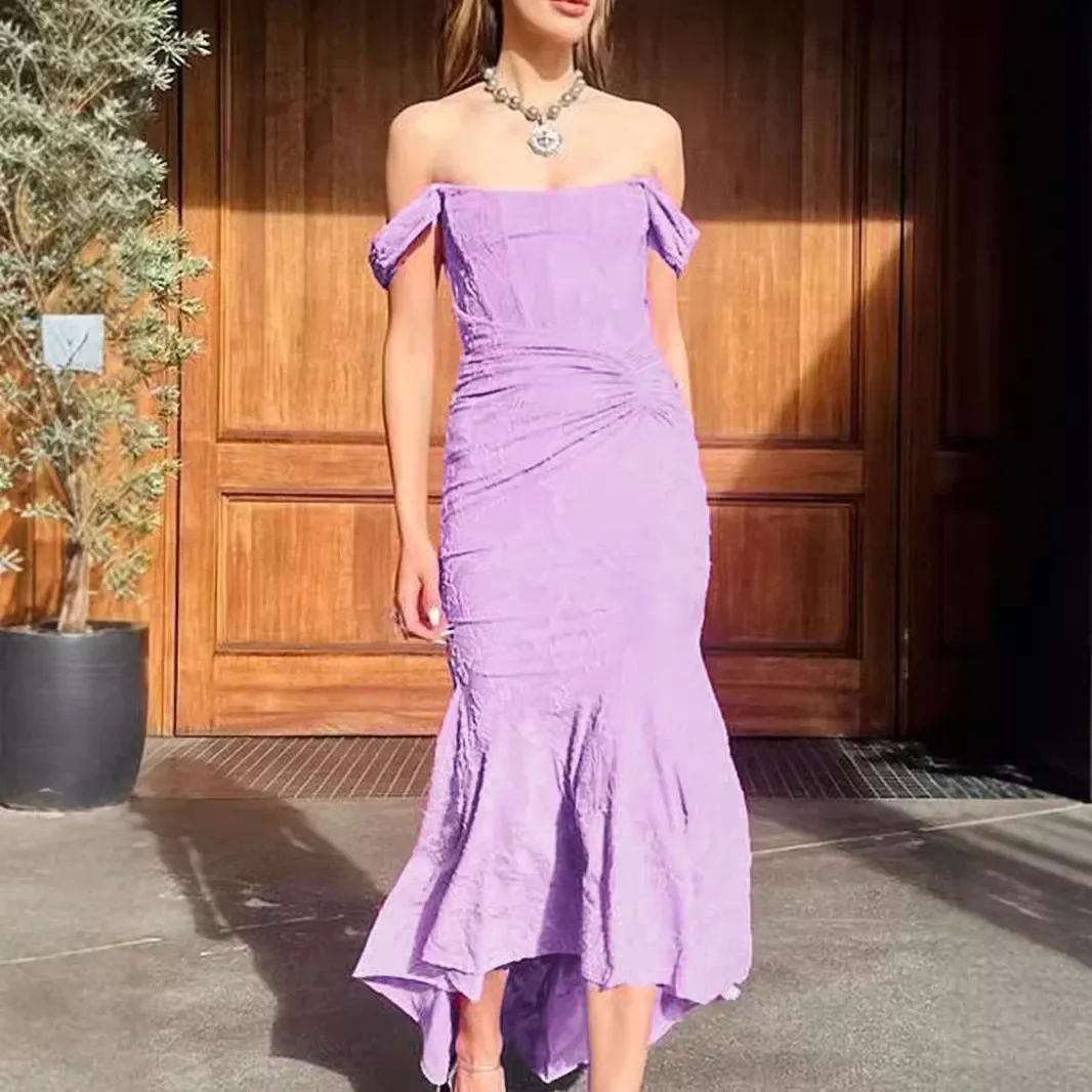 Vestidos sexis sin mangas de satén liso de encaje para mujer, camisola de espina de pescado para mujer, vestido ajustado de cola de pez, batas de noche sólidas francesas