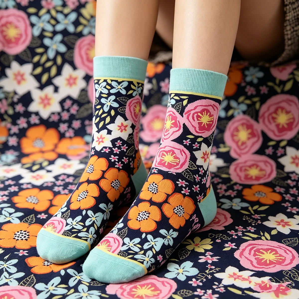 2026 new creative women's straight cartoon animal characters plant cactus graffiti fun trendy socks designer socks